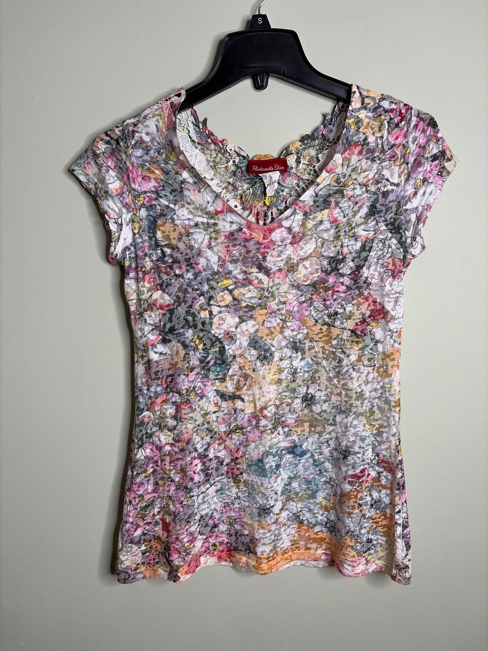 Panhandle Slim Women's Burnout Lace Back Blouse Medium